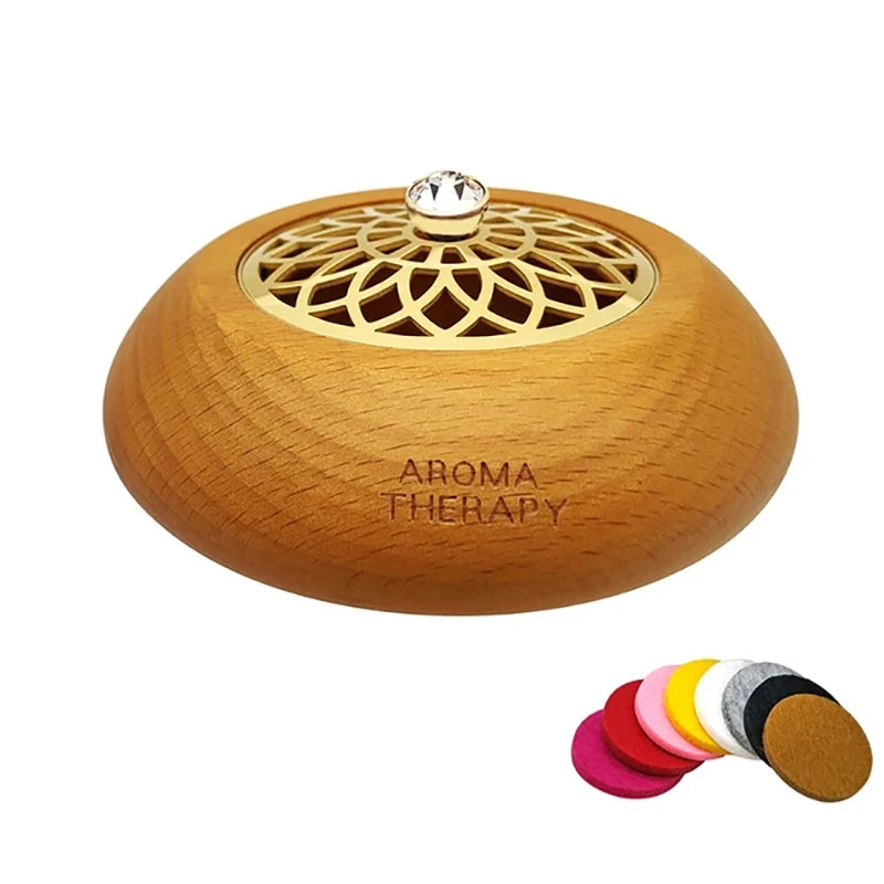 Essential Oil Aromatherapy Diffuser Wooden Stainless Steel Cover Aroma Eco-Friendly Fragrance Diffused Wood Refreshing