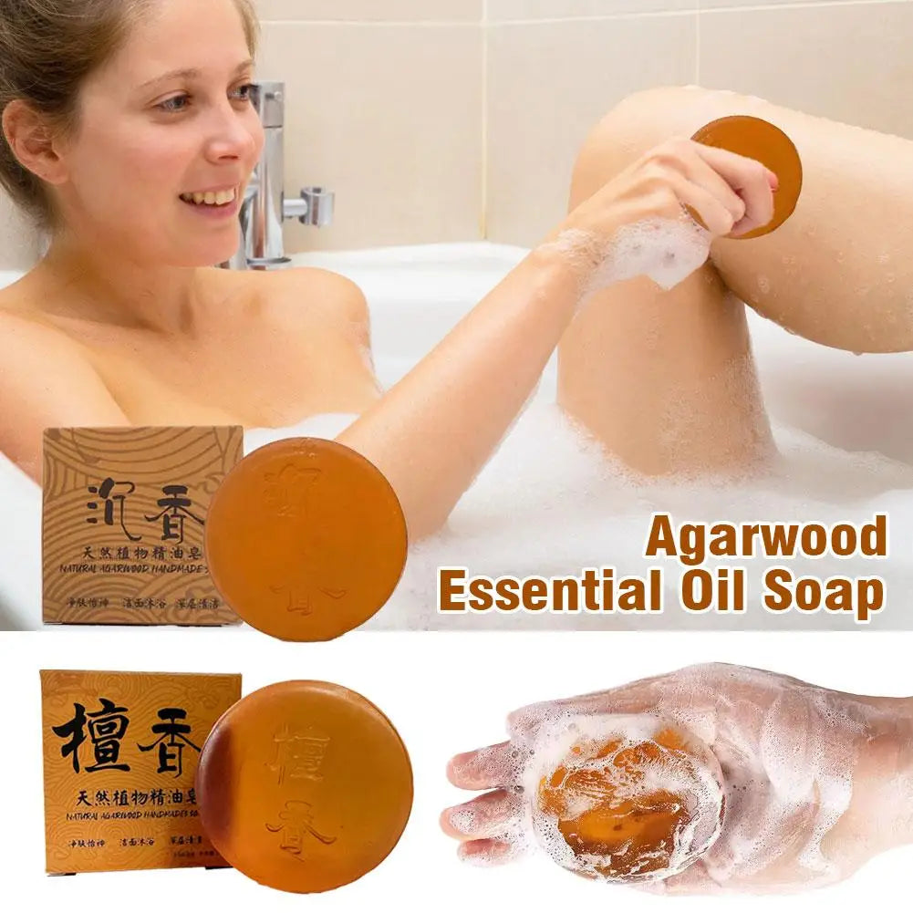 100g Agarwood Essential Oil Soap, Natural Agarwood /Sandalwood Soap Moisturizing Cleansing Bath Soap, Refreshing And Oil Control