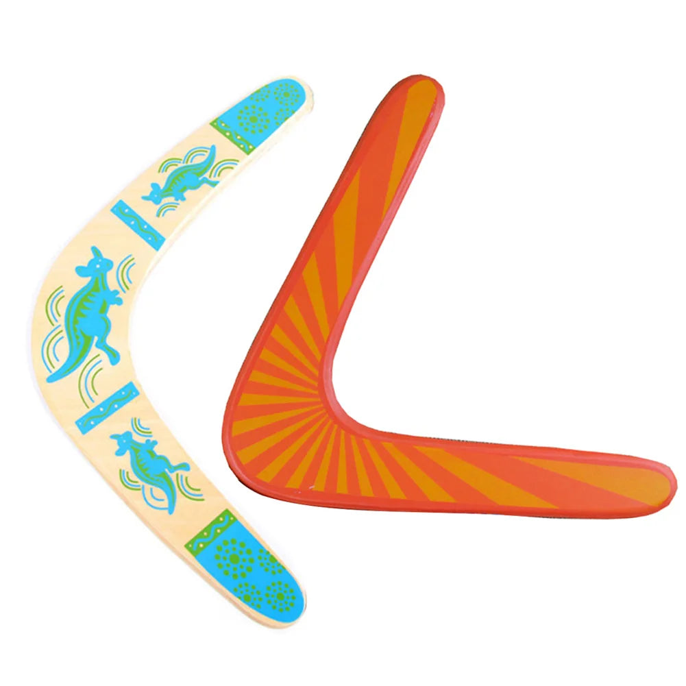 Wooden Boomerang Sports Throwback V Shaped Boomerang Flying Disc Throw Outdoor Game Toys for Kids Adult Interactive Playing Prop