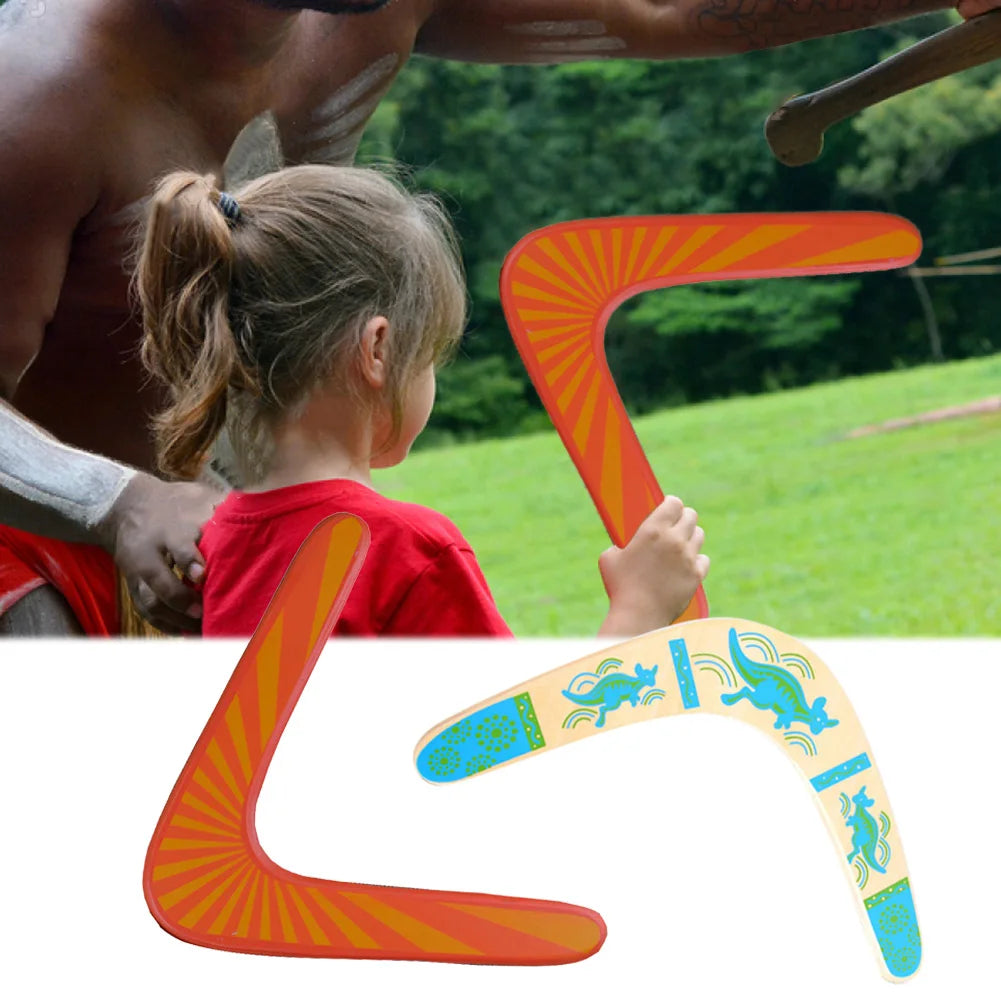 Wooden Boomerang Sports Throwback V Shaped Boomerang Flying Disc Throw Outdoor Game Toys for Kids Adult Interactive Playing Prop