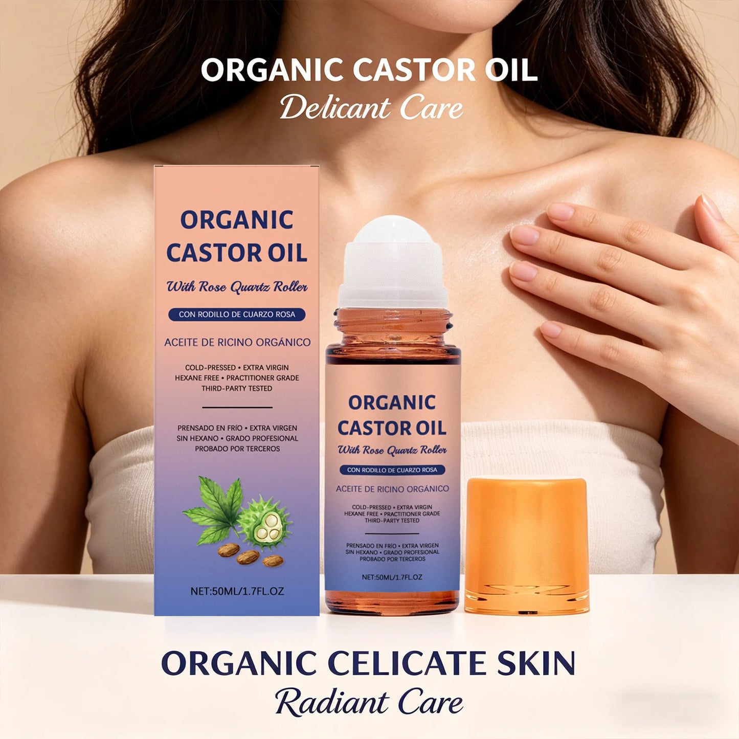 Organic Castor Oil Moisturizing Improve Skin Elasticity Relieve Dryness Discomfort Brightening Skin Tone Cold-Pressed Castor Oil