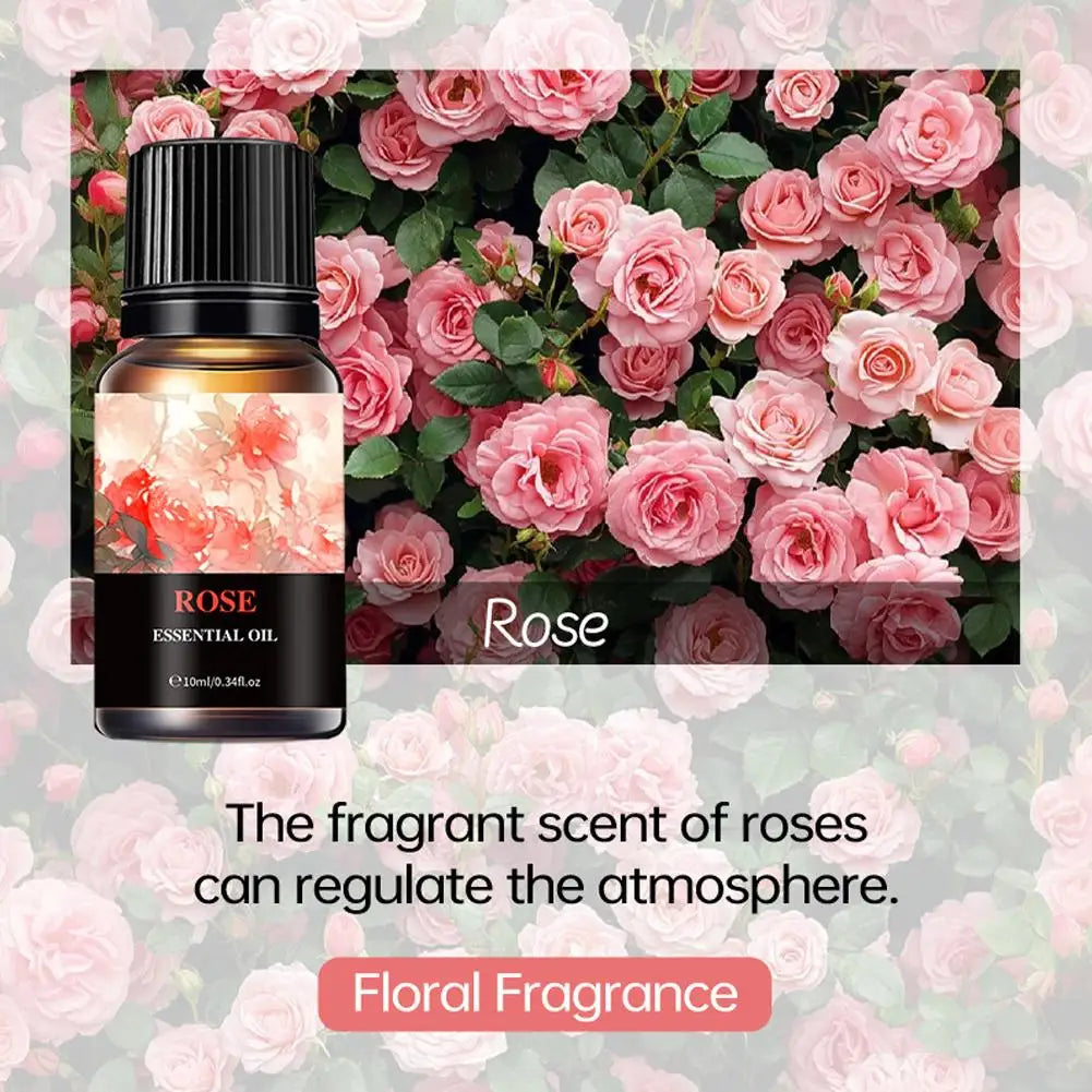 15 Flavors Essential Oils For Aroma Diffuser Air Humidifier Home Water-soluble Cherry Blossom Sandalwood Jasmine Ocean Rose 10ml