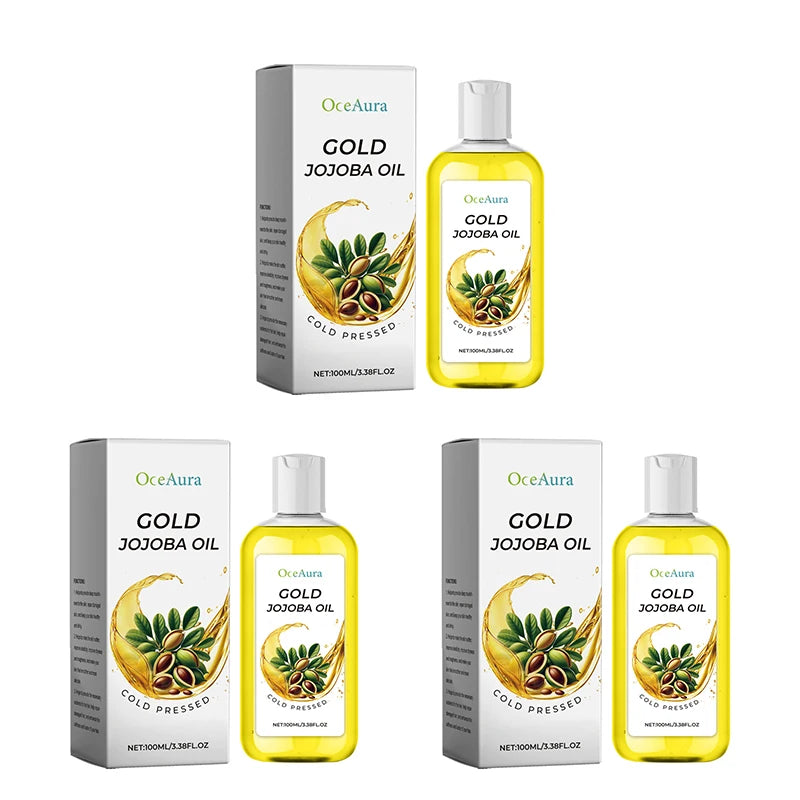 Gold Jojoba Body Face & Hair Care Essential Oil,Soft Smooth Skin Moisturizing Massage,Hair Scalp Hydrating Nourishing Essence