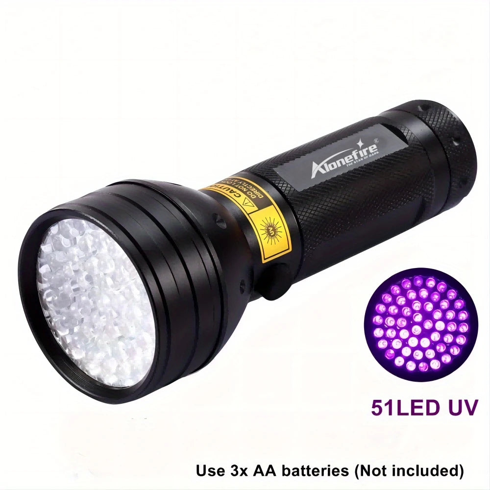 51 LED UV Light 395-400nm LED UV Flashlight Money Ore Pet Stains Tinea Scorpion Leakage Invisible Ink Marker Detector Lamp Torch