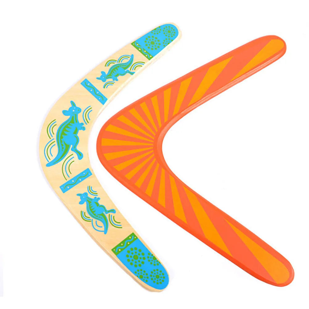 Wooden Boomerang Sports Throwback V Shaped Boomerang Flying Disc Throw Outdoor Game Toys for Kids Adult Interactive Playing Prop