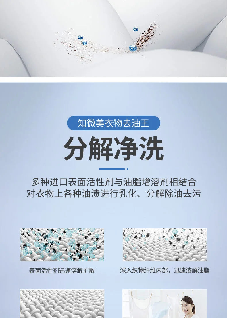 Clothing oil remover, a magic tool for removing oil stains from clothes. Bio-enzyme oil Remover King, removes stubborn stains