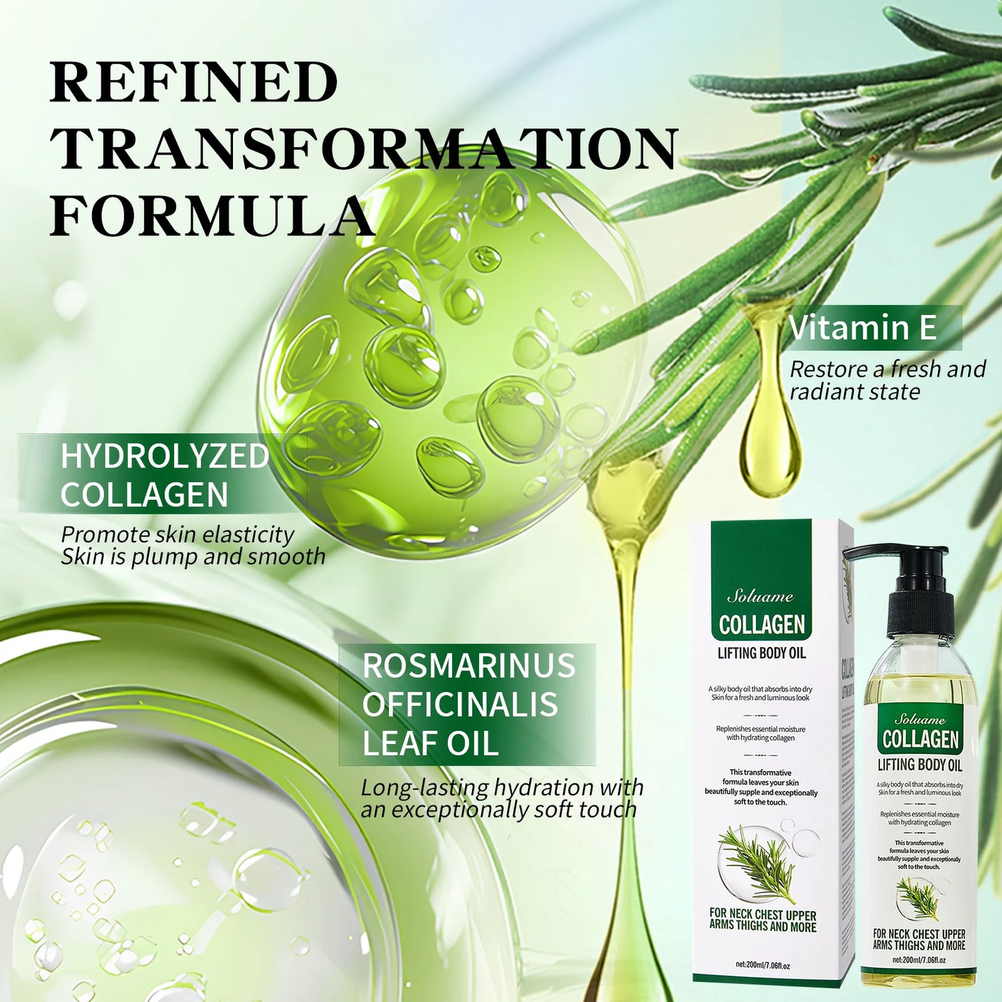 Collagen Lifting Body Oil, Hydrating & Firming Dry Oil, Lightweight Fast-Absorbing, after Shower Moisturizing Oil for Women & Men