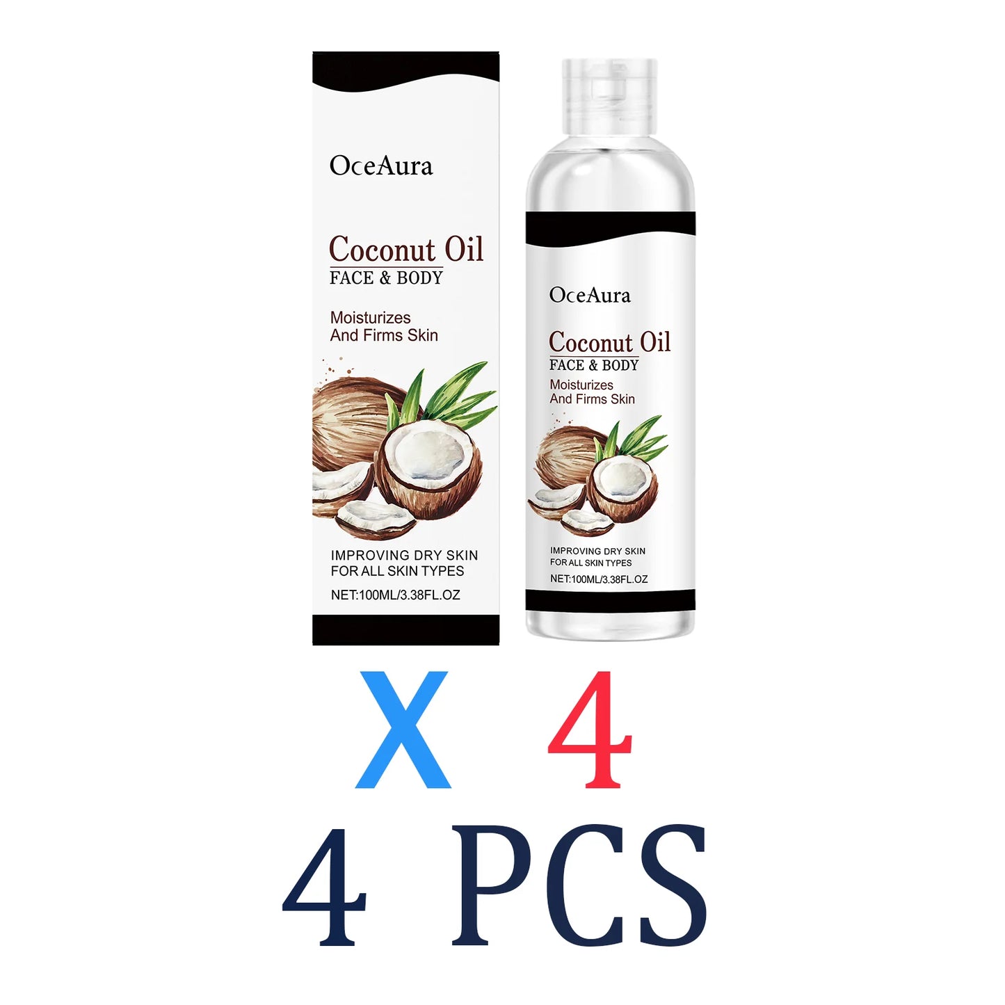 Coconut Oil for Skin & Body 100ml Natural Moisturizing Dry Oil Nourishing & Hydrating Tropical Scent Non Greasy Fast Absorbing