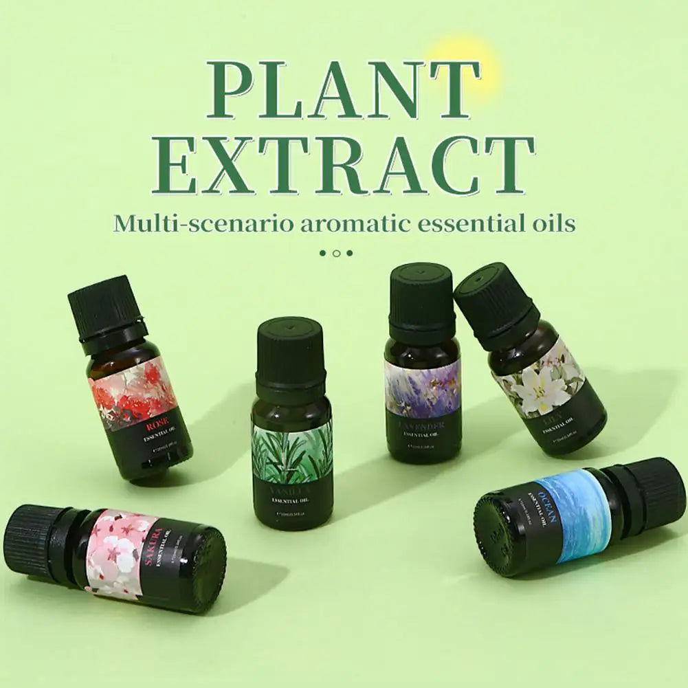 15 Flavors Essential Oils For Aroma Diffuser Air Humidifier Home Water-soluble Cherry Blossom Sandalwood Jasmine Ocean Rose 10ml