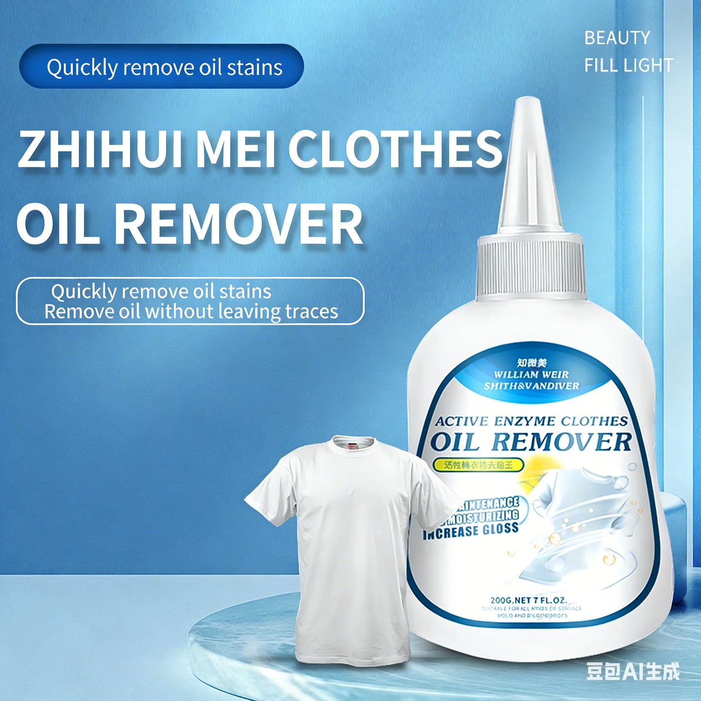 Clothing oil remover, a magic tool for removing oil stains from clothes. Bio-enzyme oil Remover King, removes stubborn stains