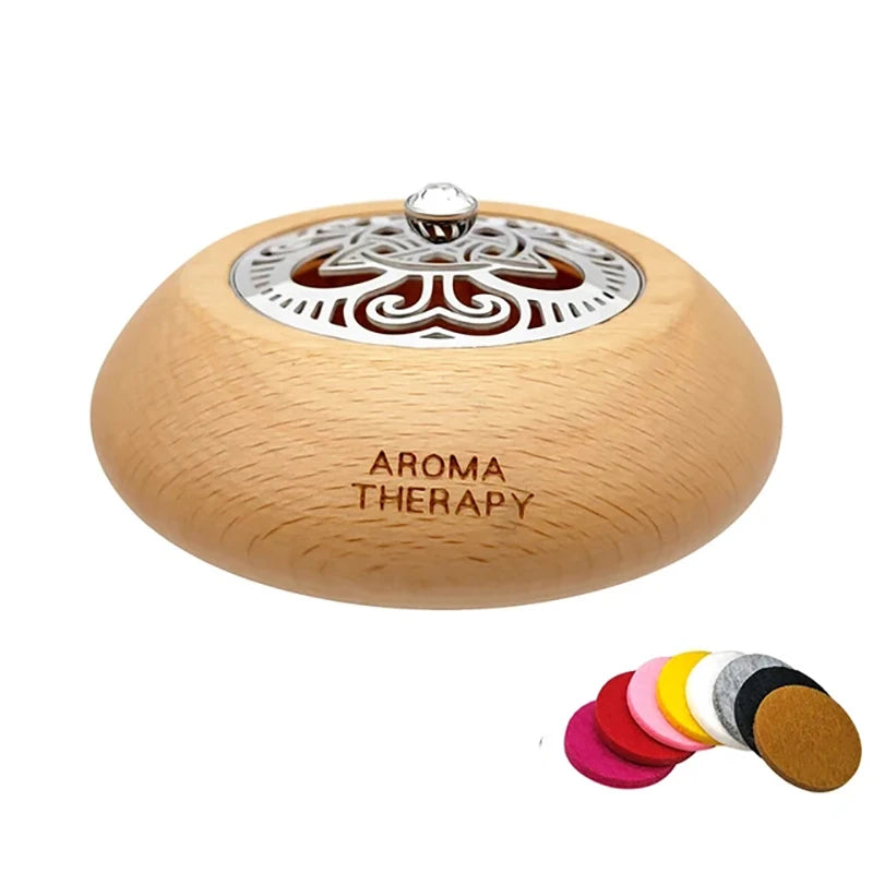 Essential Oil Aromatherapy Diffuser Wooden Stainless Steel Cover Aroma Eco-Friendly Fragrance Diffused Wood Refreshing