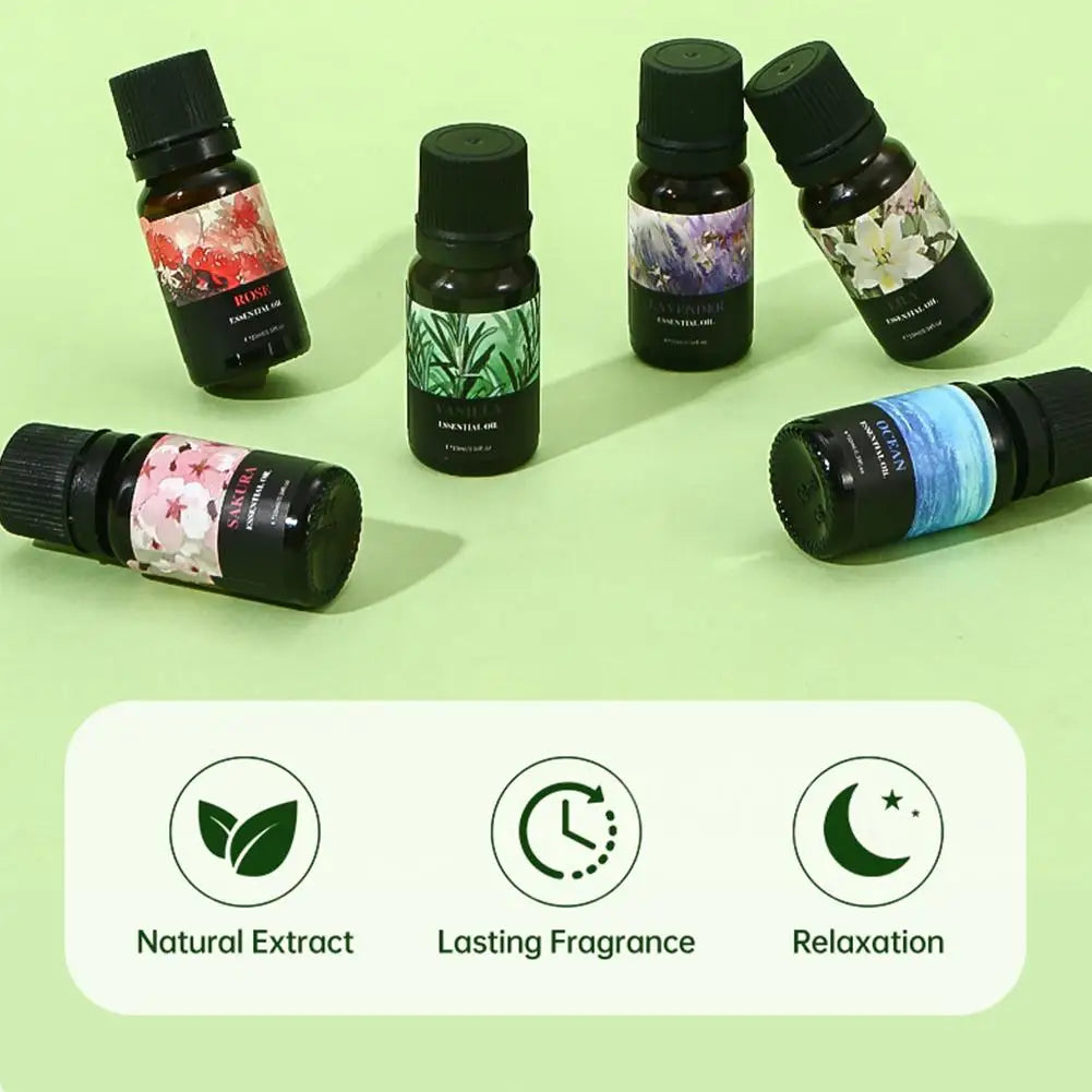 15 Flavors Essential Oils For Aroma Diffuser Air Humidifier Home Water-soluble Cherry Blossom Sandalwood Jasmine Ocean Rose 10ml