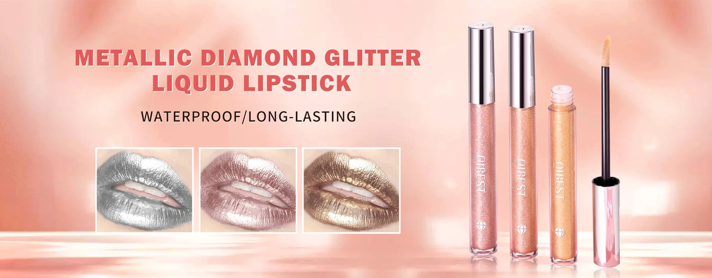 QIBEST Mirror Black Lip Oil Color Changing Lipstick Moisturizing Shiny Lip Gloss Oil Plumping Lasting Diamond Lipgloss Cosmetics