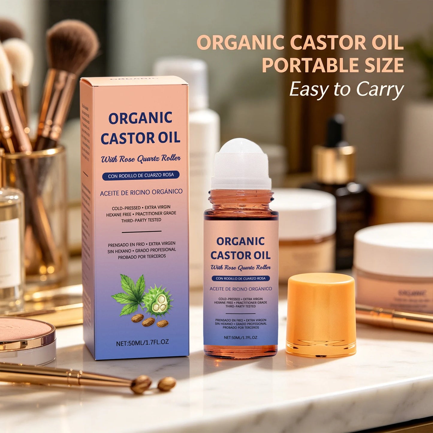 Organic Castor Oil Moisturizing Improve Skin Elasticity Relieve Dryness Discomfort Brightening Skin Tone Cold-Pressed Castor Oil