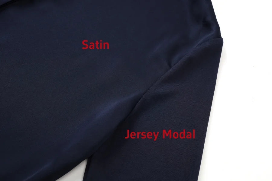 AS 2025 light matte satin dress + Jersey modal sleeve super comfortable woman dress