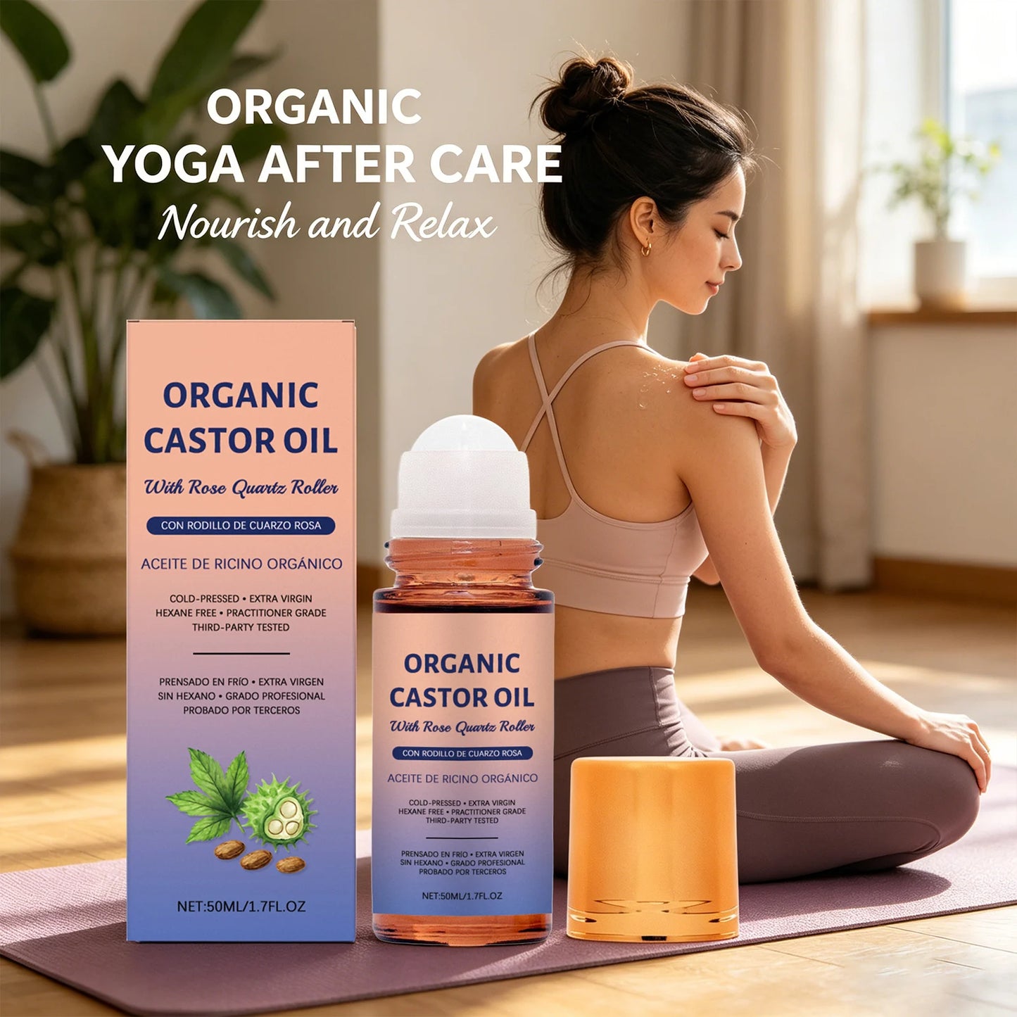 Organic Castor Oil Moisturizing Improve Skin Elasticity Relieve Dryness Discomfort Brightening Skin Tone Cold-Pressed Castor Oil