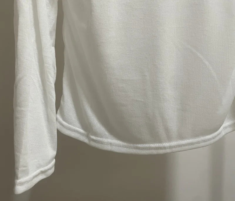 Shirts Graphic Tee Long Sleeve Loose T-shirt Slightly Transparent Thin T Shirt Y2K See Through Tops Women Korean Fashion 2024