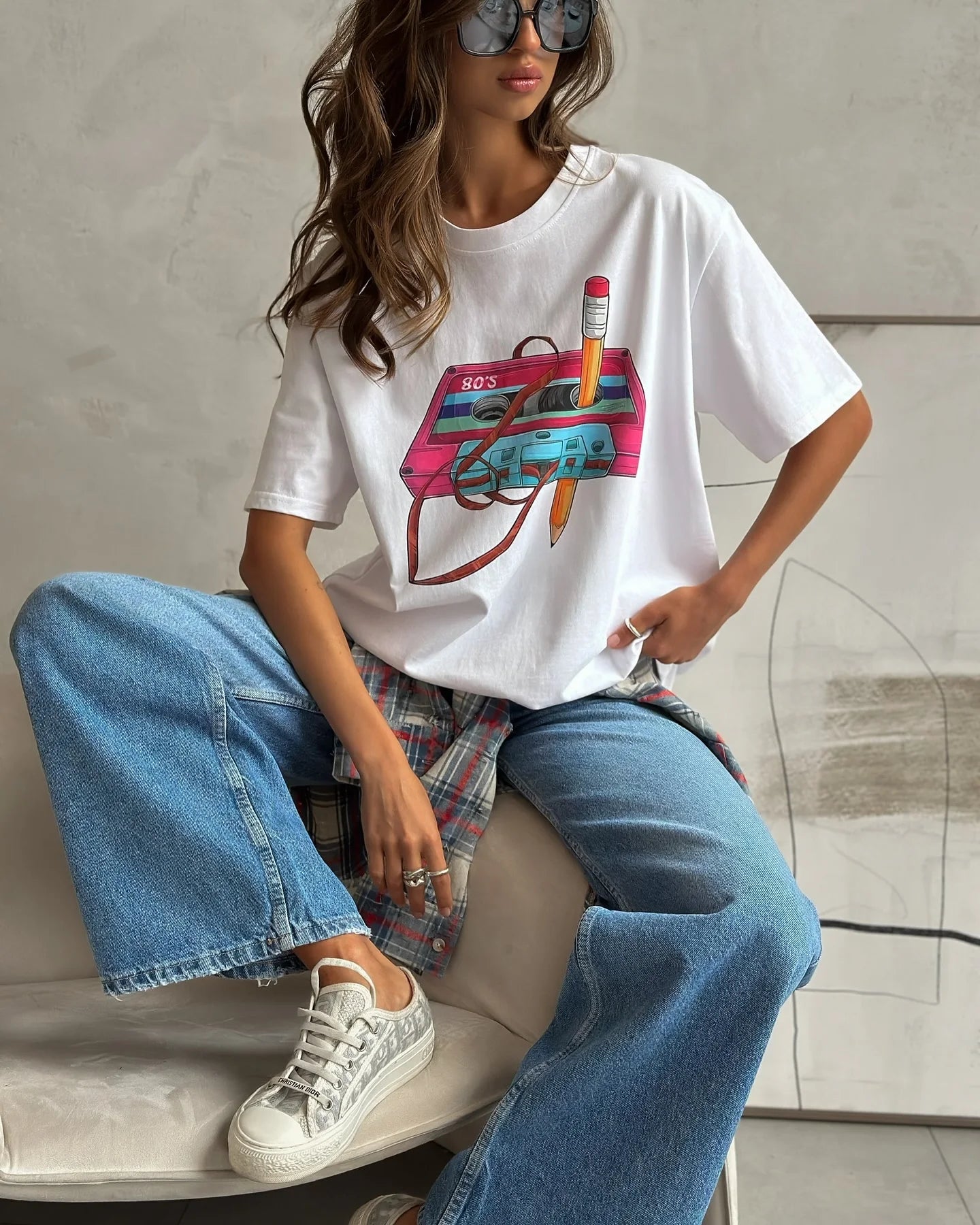 Sumuyoo 100% Cotton Women's Fashionable Printed T-shirt Casual Vintage Short-sleeve Printing T Shirts Fashion Hip Hop Loose Top