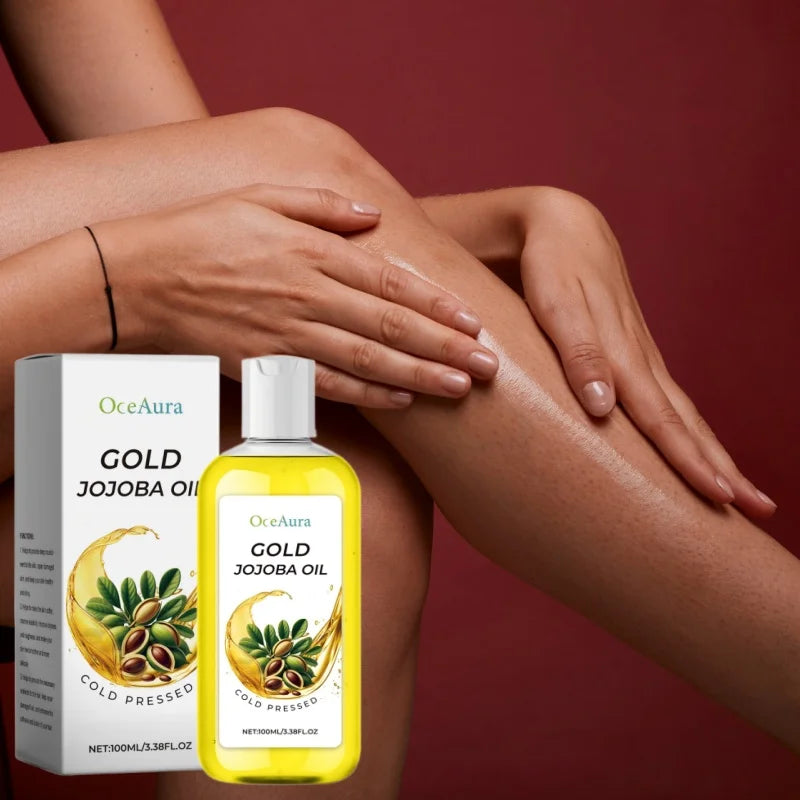 Gold Jojoba Body Face & Hair Care Essential Oil,Soft Smooth Skin Moisturizing Massage,Hair Scalp Hydrating Nourishing Essence