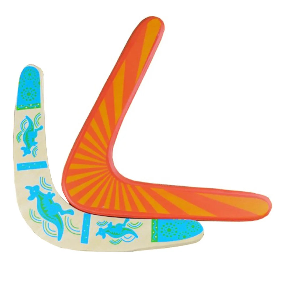 Wooden Boomerang Sports Throwback V Shaped Boomerang Flying Disc Throw Outdoor Game Toys for Kids Adult Interactive Playing Prop