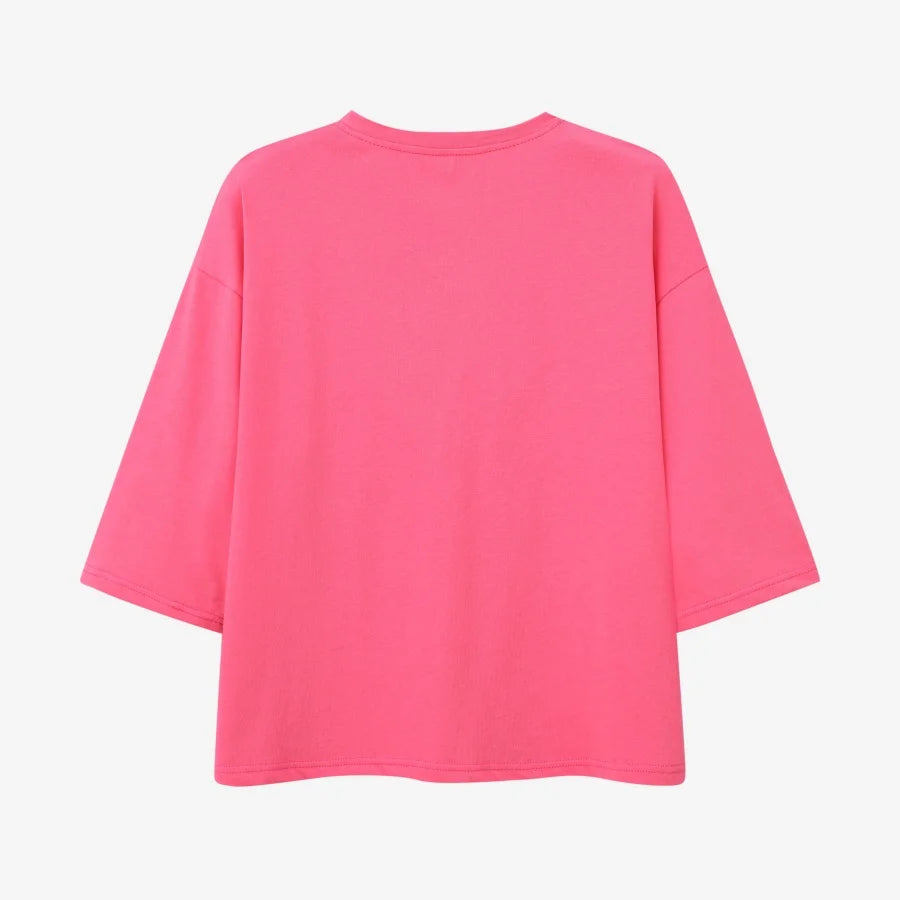 AS 2025 summer loose design drop sleeves boxy Tee V neck casual style  high quality  fabric woman clothes