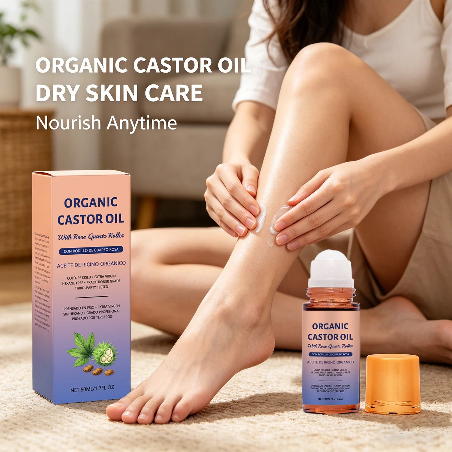 Organic Castor Oil Moisturizing Improve Skin Elasticity Relieve Dryness Discomfort Brightening Skin Tone Cold-Pressed Castor Oil