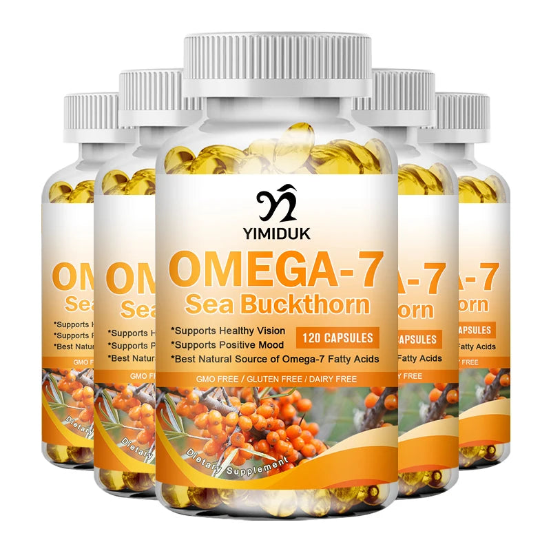 Organic Sea Buckthorn Oil, Omega-7 Complete Softgels, 120 Count, with Omega 3, 6 & 9, Supports Hair, Skin & Nail Health
