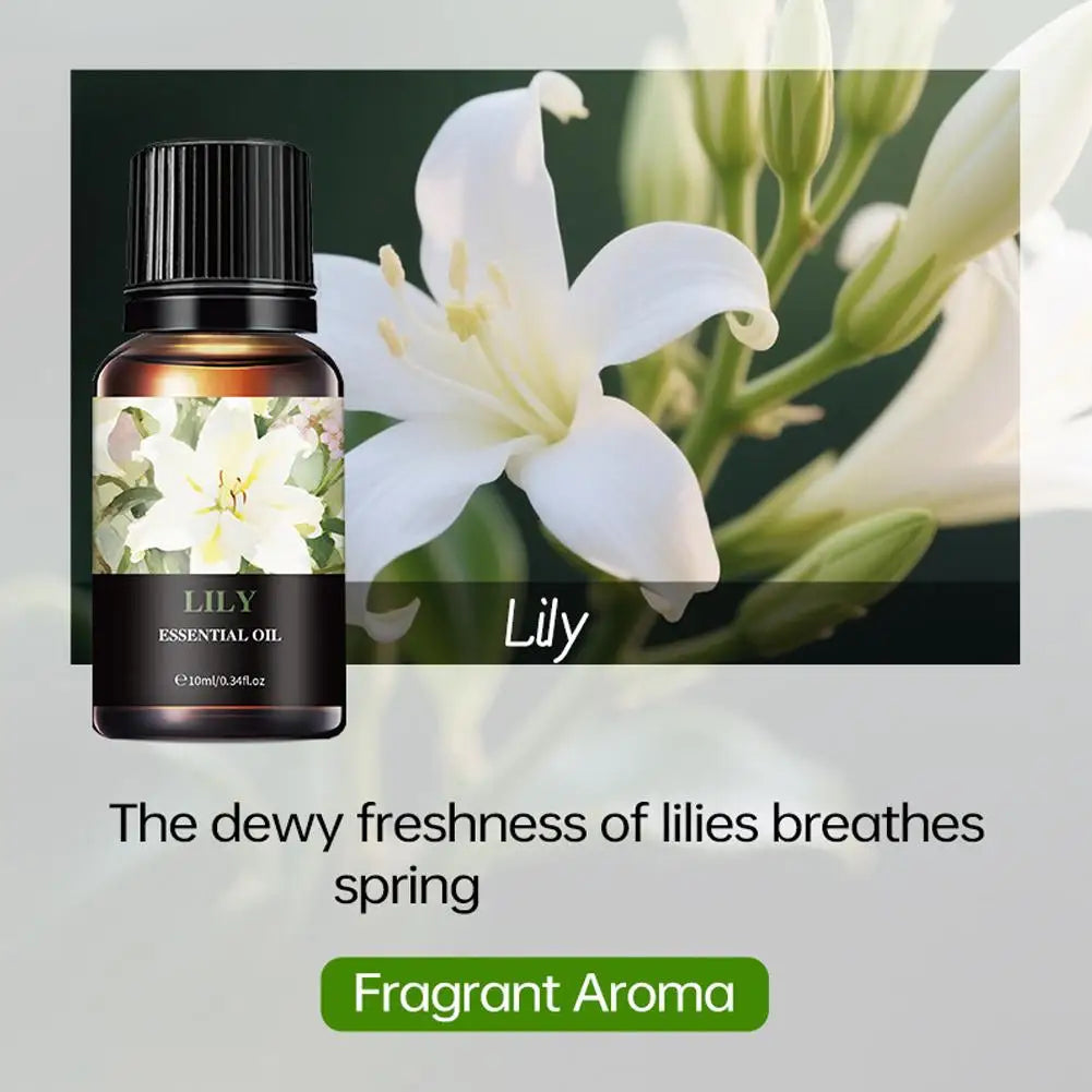 15 Flavors Essential Oils For Aroma Diffuser Air Humidifier Home Water-soluble Cherry Blossom Sandalwood Jasmine Ocean Rose 10ml