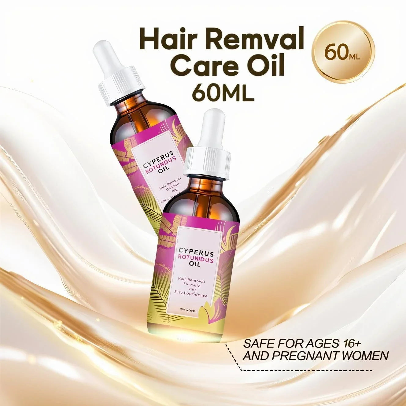 Botanical Hair Minimizing Body Oil 60ml - Jojoba & Almond Blend Gently Slows Hair Growth & Smooths All Skin Types.