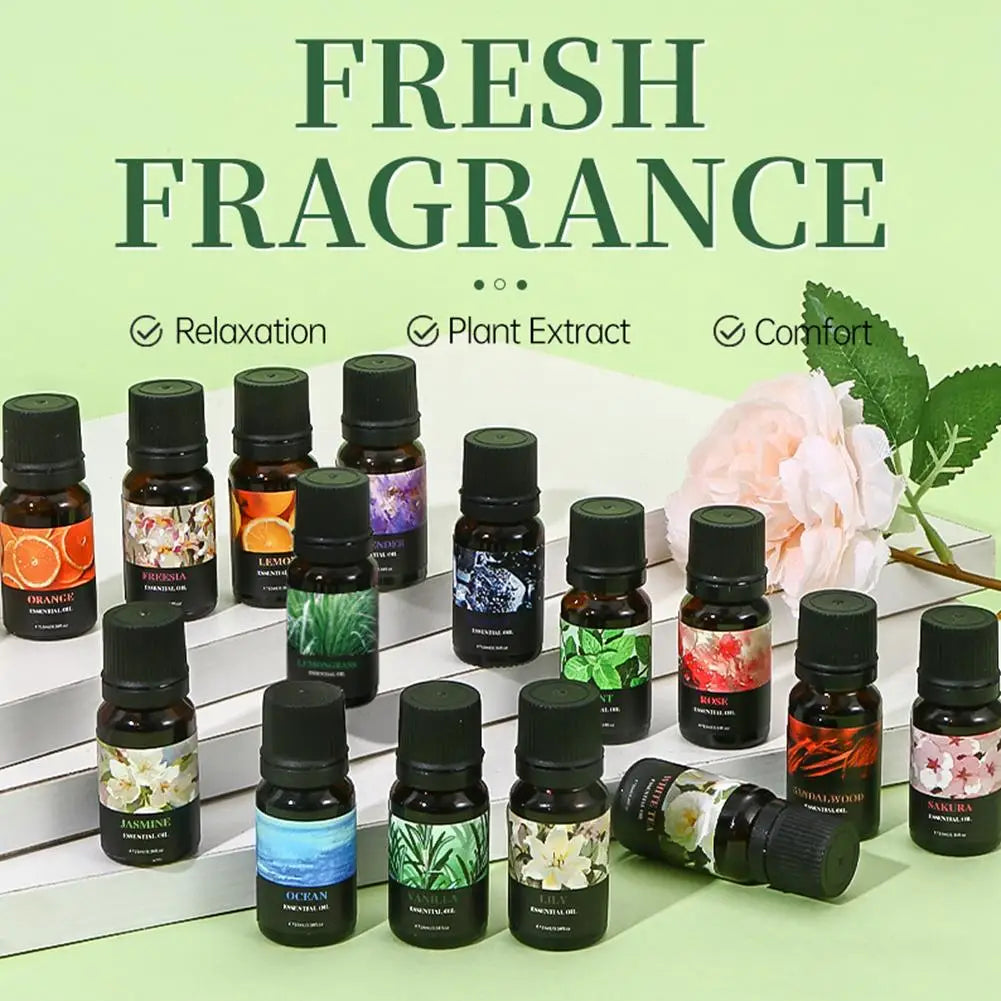15 Flavors Essential Oils For Aroma Diffuser Air Humidifier Home Water-soluble Cherry Blossom Sandalwood Jasmine Ocean Rose 10ml