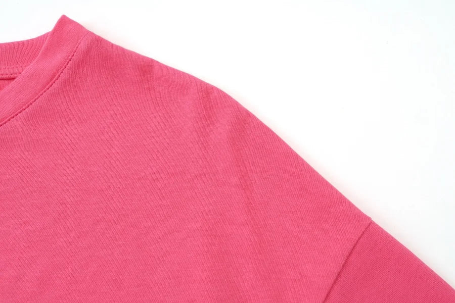 AS 2025 summer loose design drop sleeves boxy Tee V neck casual style  high quality  fabric woman clothes