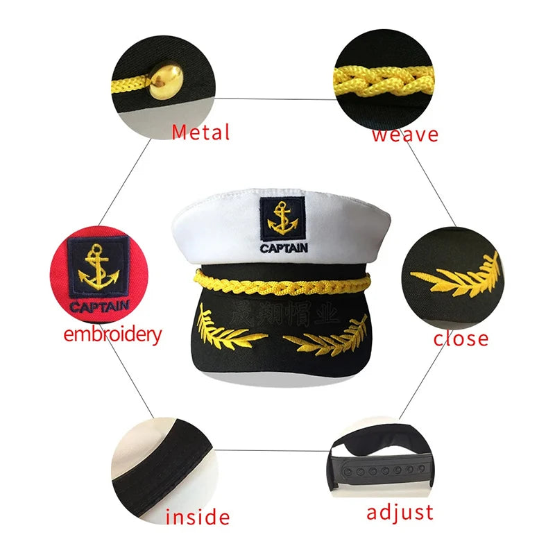 Adult Yacht Sailor Captain Hat Adjustable Men's and Women's Party Hat Makeup Ball Dressing Event Excellent Stylish Accessories