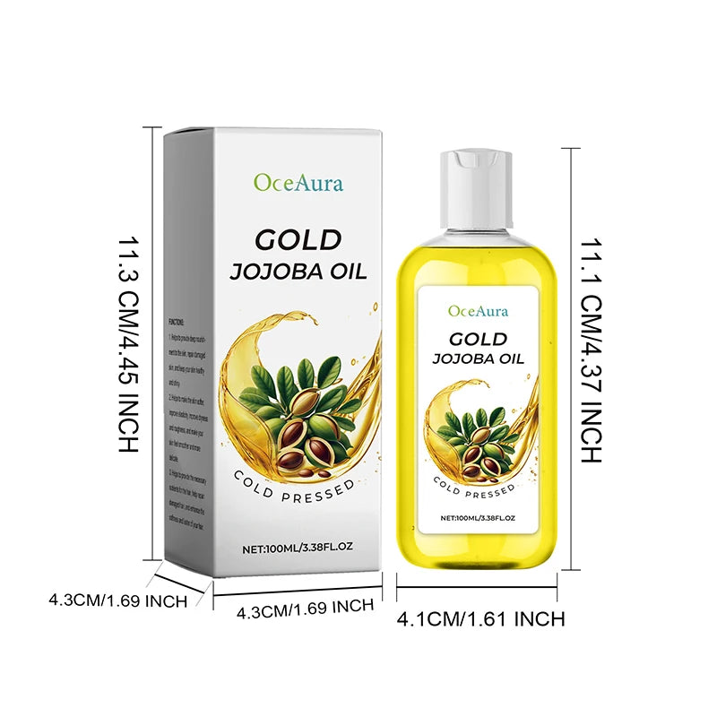 Gold Jojoba Body Face & Hair Care Essential Oil,Soft Smooth Skin Moisturizing Massage,Hair Scalp Hydrating Nourishing Essence