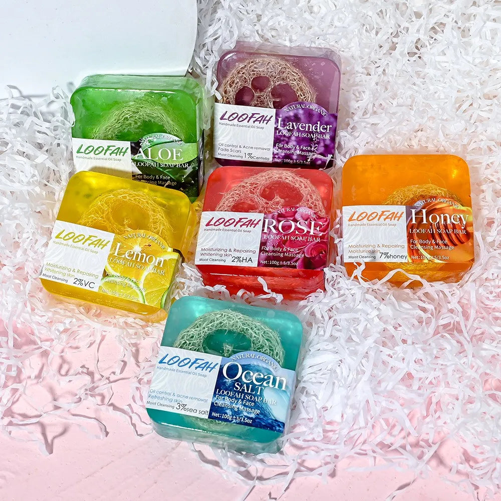 Loofah Turmeric Essential Oil Soap Gentle Rubbing And Physical Exfoliation, Cleansing And Bathing Soap