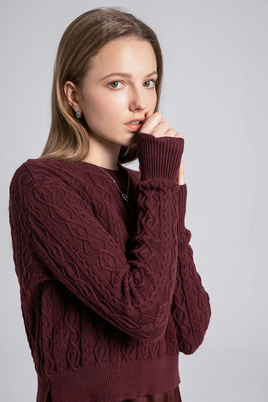 Sale AS 2024 winter design woman clothing Cable knitted Tops + Satin Dress ( Ship out in 1 day)