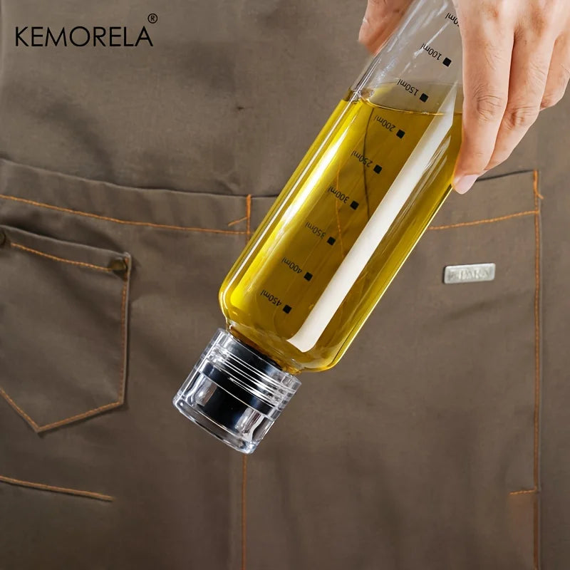 1PCS BBQ Cooking Oil Bottle With Scale Sealing Glass Oil Can For Air Fryer Sauce Vinegar Cooking Kitchen Supplies 300/450/600ML