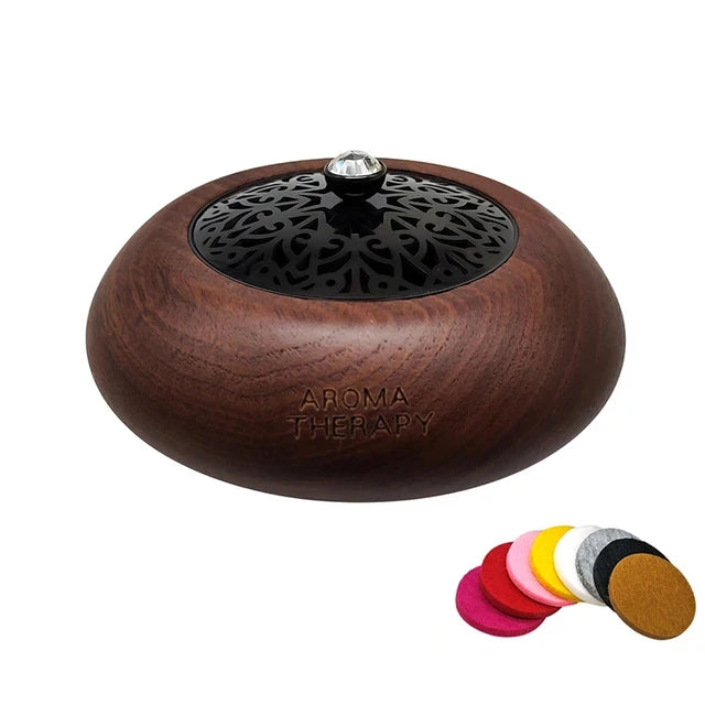 Essential Oil Aromatherapy Diffuser Wooden Stainless Steel Cover Aroma Eco-Friendly Fragrance Diffused Wood Refreshing