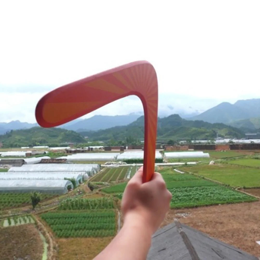 Wooden Boomerang Sports Throwback V Shaped Boomerang Flying Disc Throw Outdoor Game Toys for Kids Adult Interactive Playing Prop
