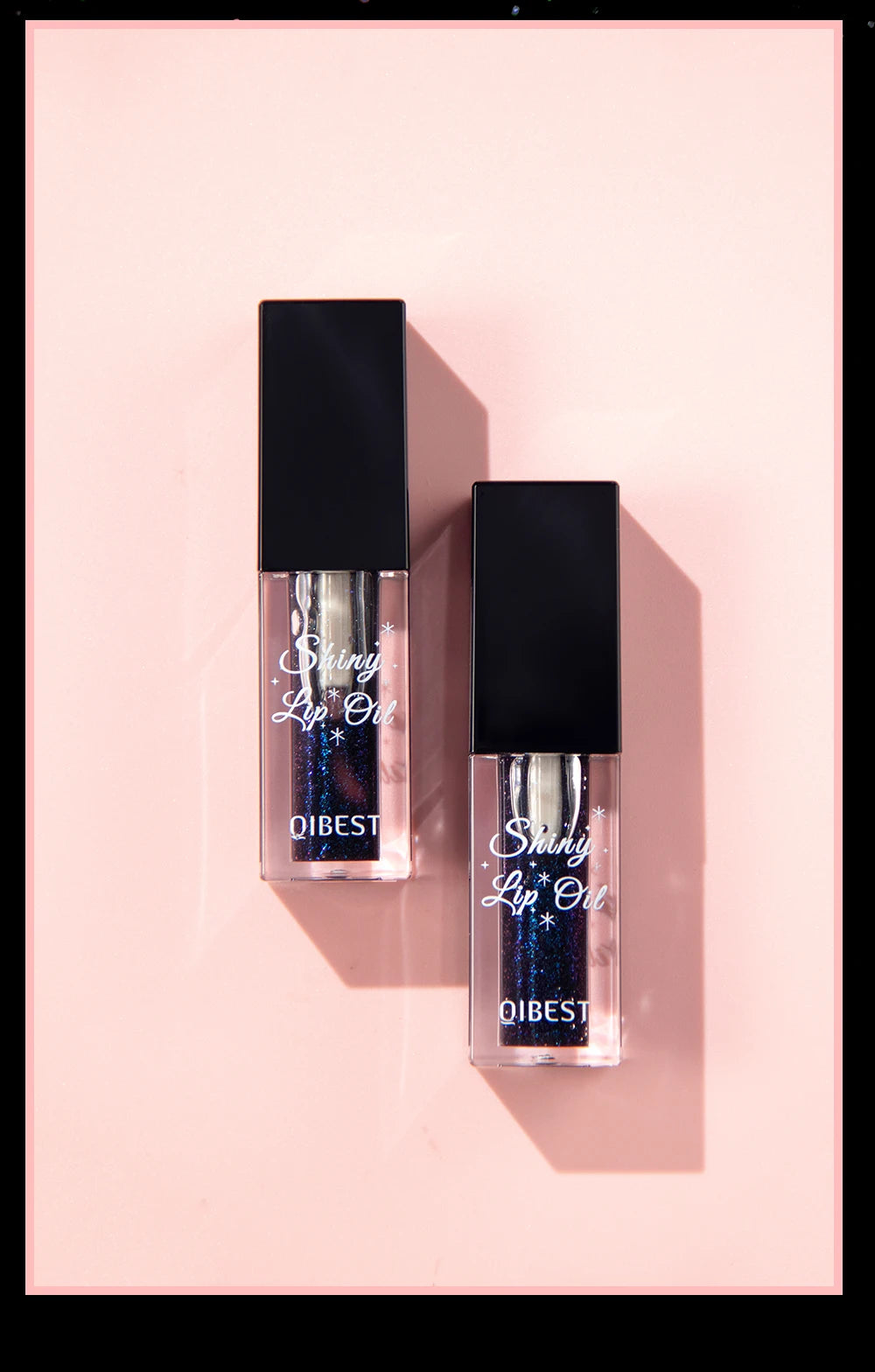 QIBEST Mirror Black Lip Oil Color Changing Lipstick Moisturizing Shiny Lip Gloss Oil Plumping Lasting Diamond Lipgloss Cosmetics