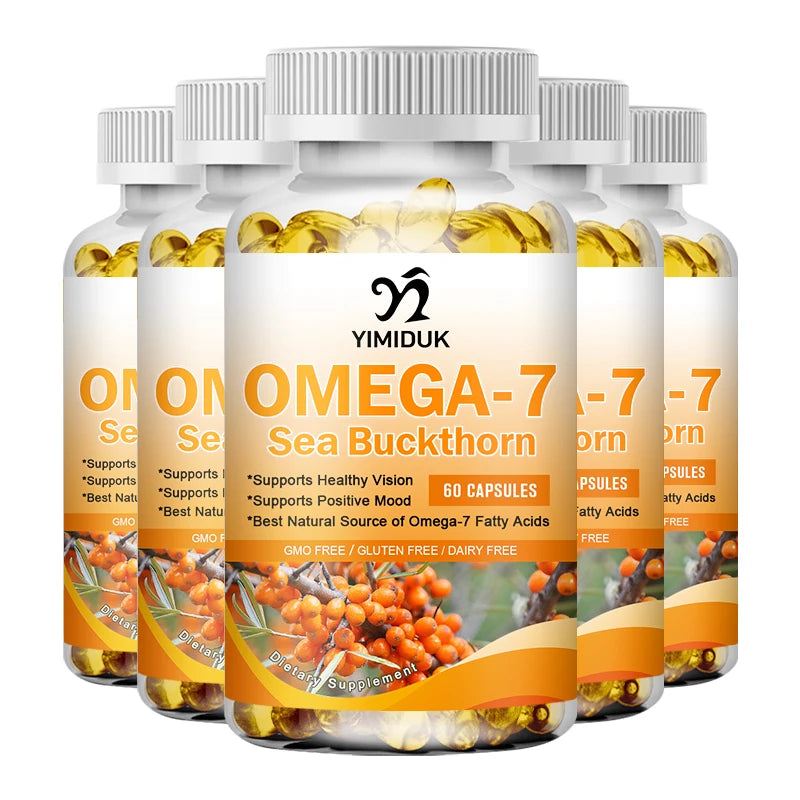 Organic Sea Buckthorn Oil, Omega-7 Complete Softgels, 120 Count, with Omega 3, 6 & 9, Supports Hair, Skin & Nail Health