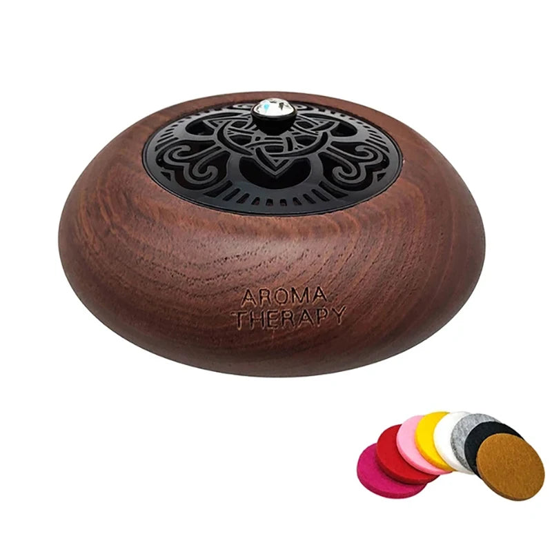Essential Oil Aromatherapy Diffuser Wooden Stainless Steel Cover Aroma Eco-Friendly Fragrance Diffused Wood Refreshing