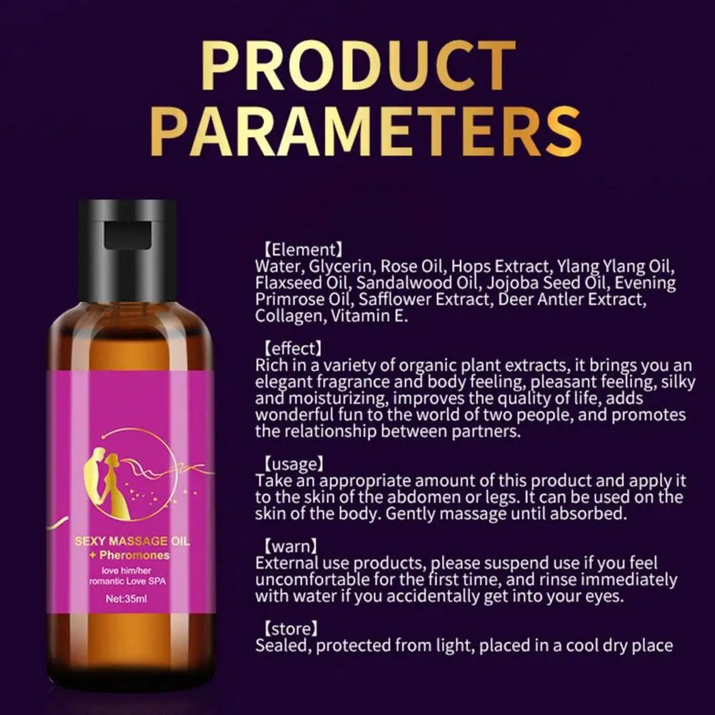 35ml Sexy Men Women Massage Essential Oil Natural Pheromone Stress SPA Enhance Care Romantic Relax Skin Attraction B3Q4