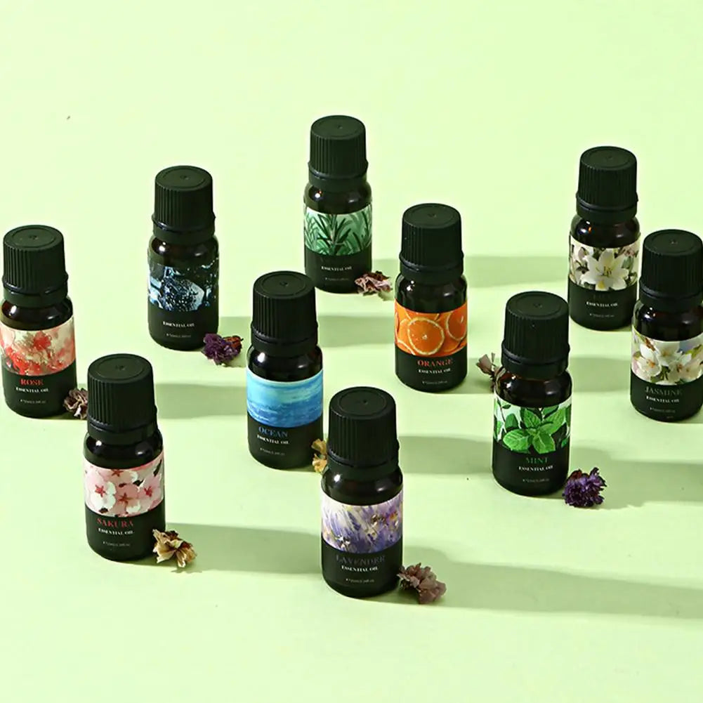 15 Flavors Essential Oils For Aroma Diffuser Air Humidifier Home Water-soluble Cherry Blossom Sandalwood Jasmine Ocean Rose 10ml
