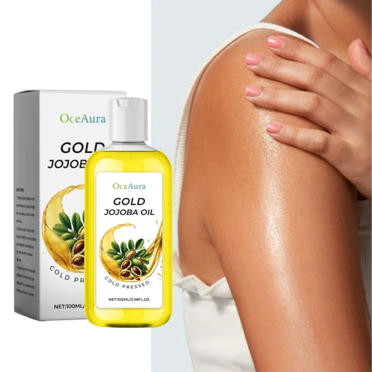 Gold Jojoba Body Face & Hair Care Essential Oil,Soft Smooth Skin Moisturizing Massage,Hair Scalp Hydrating Nourishing Essence