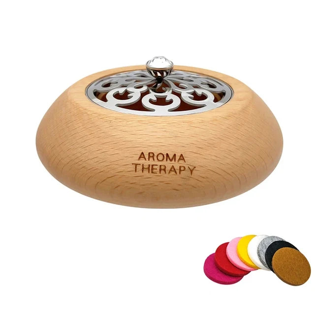 Essential Oil Aromatherapy Diffuser Wooden Stainless Steel Cover Aroma Eco-Friendly Fragrance Diffused Wood Refreshing