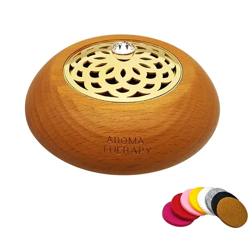 Essential Oil Aromatherapy Diffuser Wooden Stainless Steel Cover Aroma Eco-Friendly Fragrance Diffused Wood Refreshing