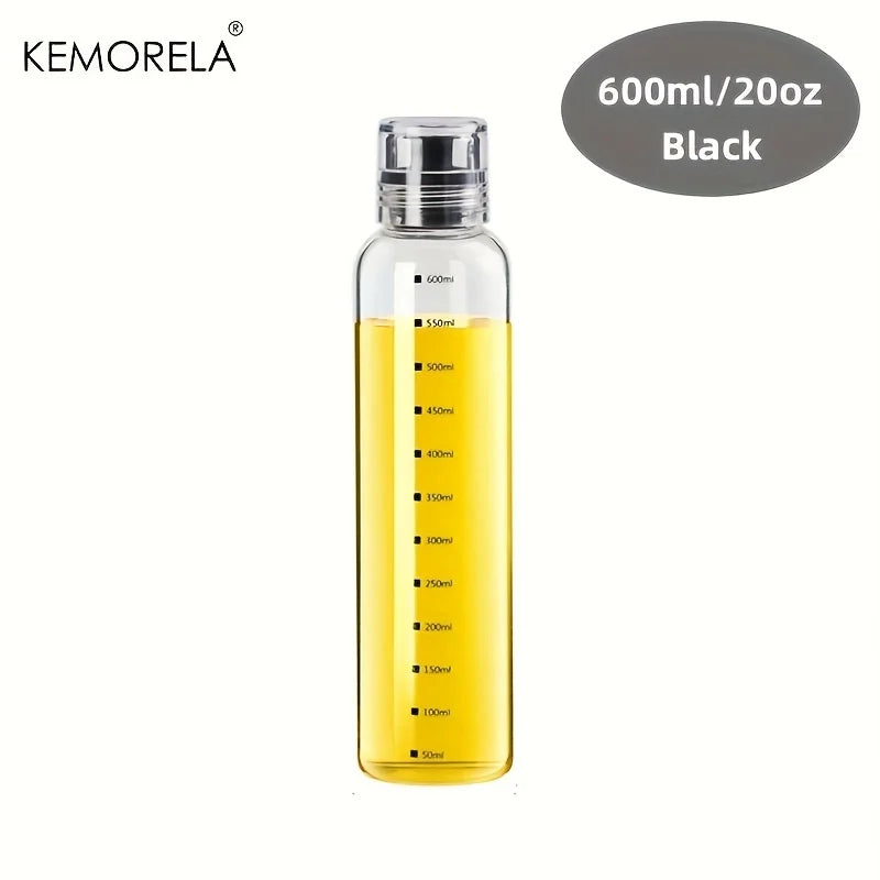1PCS BBQ Cooking Oil Bottle With Scale Sealing Glass Oil Can For Air Fryer Sauce Vinegar Cooking Kitchen Supplies 300/450/600ML