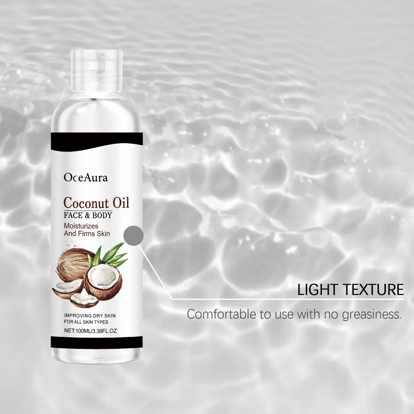 Coconut Oil for Skin & Body 100ml Natural Moisturizing Dry Oil Nourishing & Hydrating Tropical Scent Non Greasy Fast Absorbing