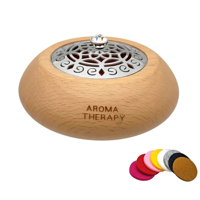 Essential Oil Aromatherapy Diffuser Wooden Stainless Steel Cover Aroma Eco-Friendly Fragrance Diffused Wood Refreshing