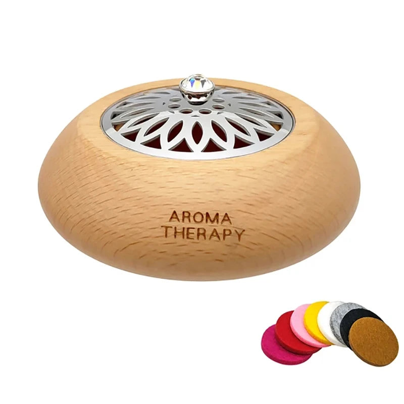 Essential Oil Aromatherapy Diffuser Wooden Stainless Steel Cover Aroma Eco-Friendly Fragrance Diffused Wood Refreshing